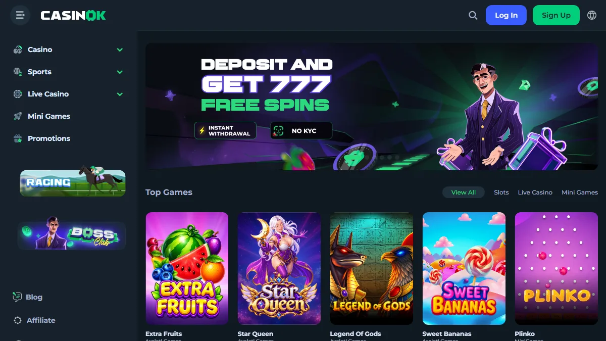 CasinOK casino homepage