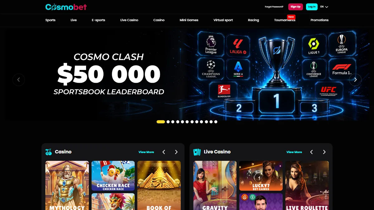 Cosmobet casino homepage