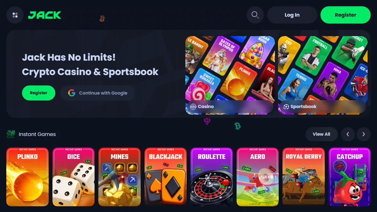 Jack casino homepage