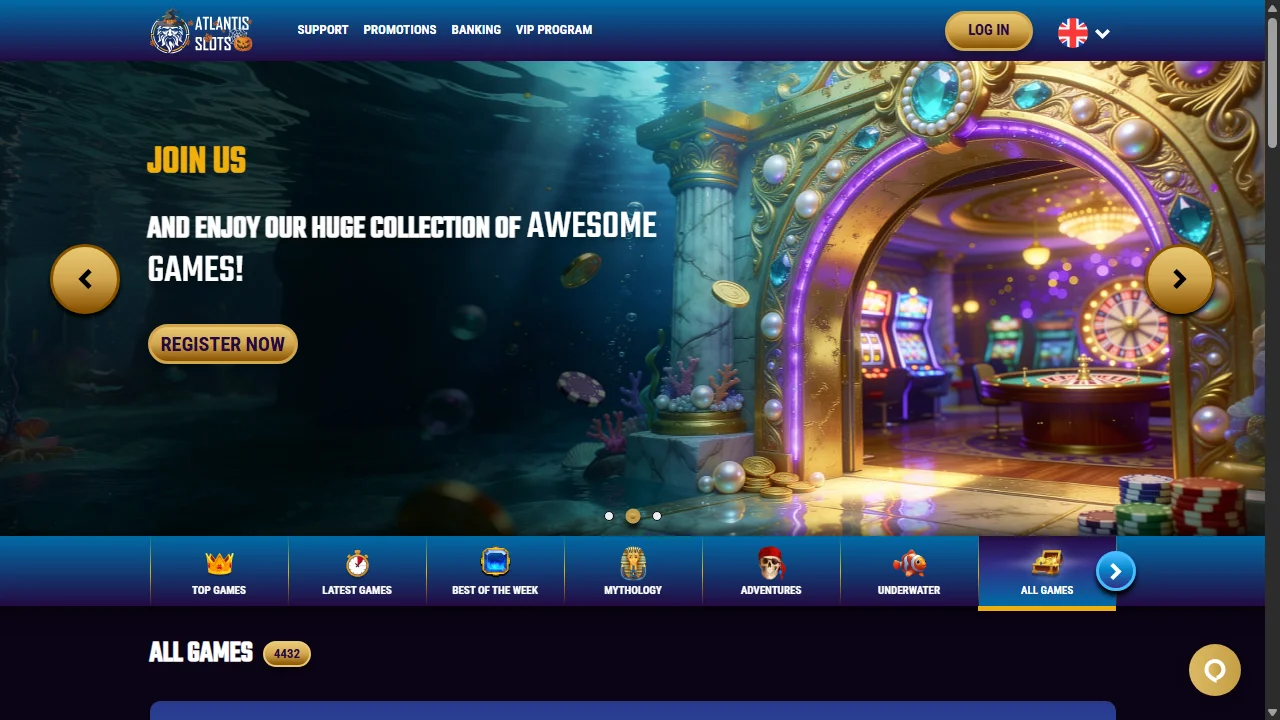 Atlantis Slots casino homepage