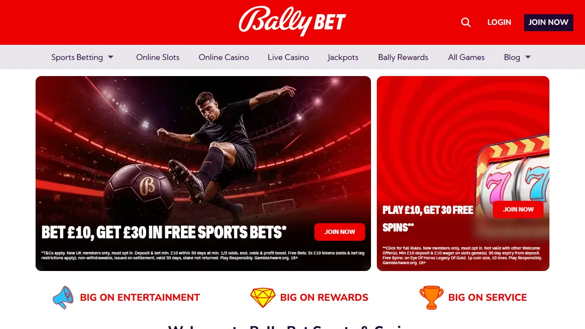 Bally Casino homepage