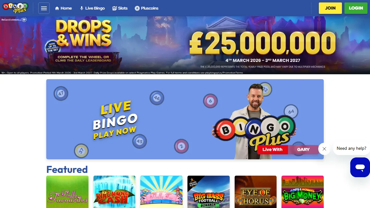 Bingo Plus homepage