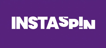 InstaSpin casino logo with white lettering on purple