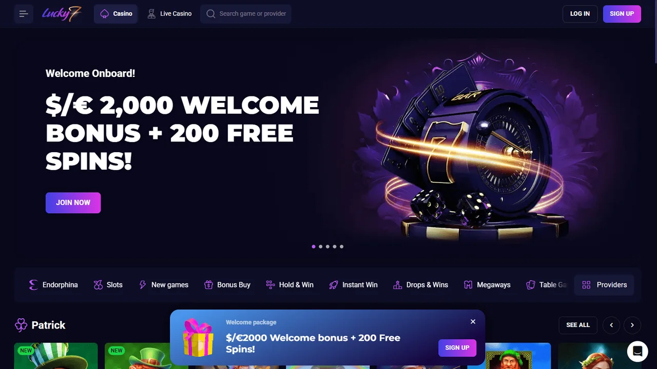 Lucky7even casino homepage reference