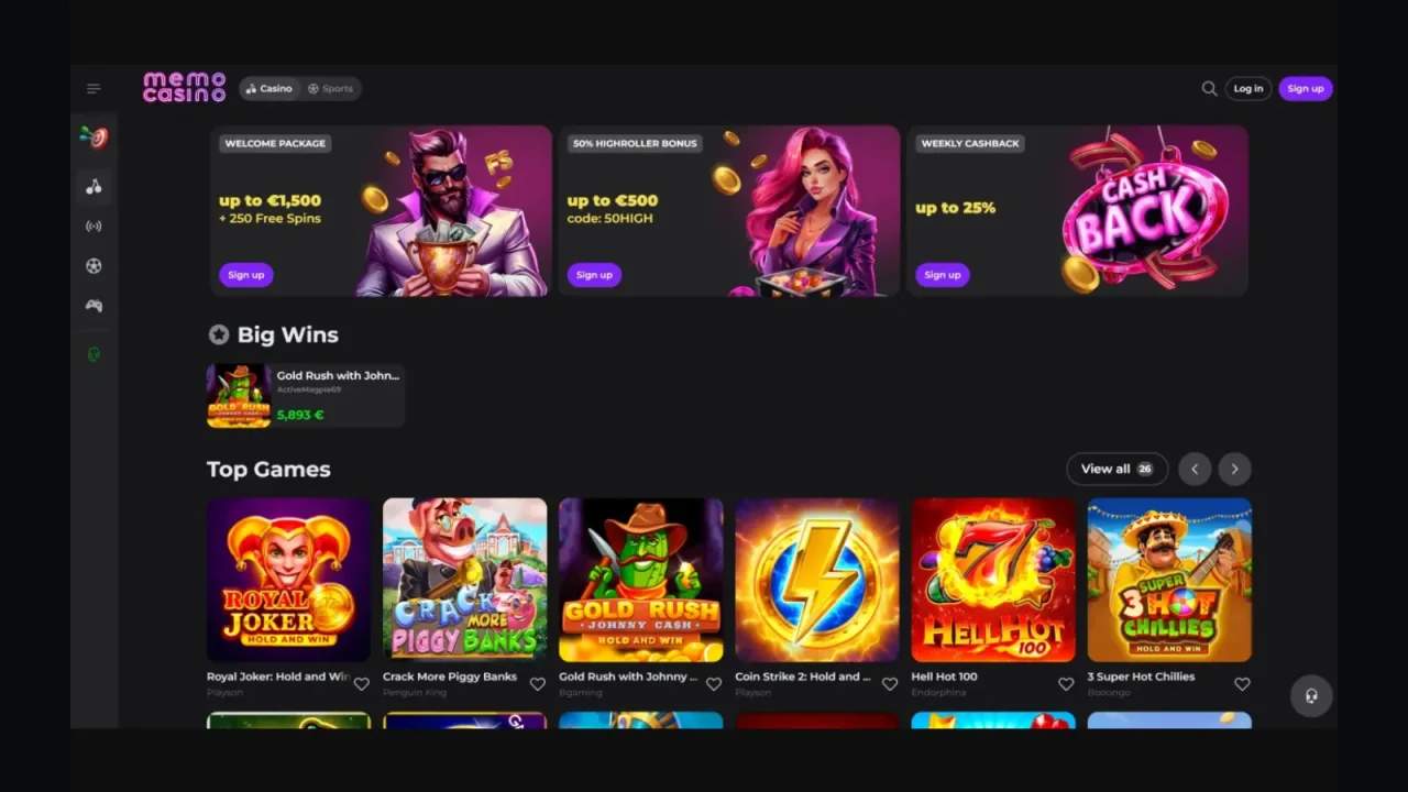 Memo Casino homepage reference