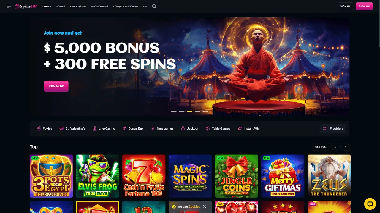 SpinsUP casino homepage reference