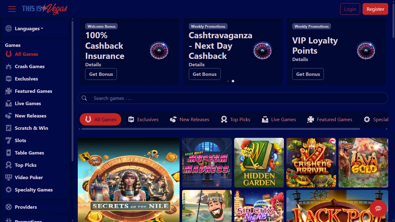 This Is Vegas casino homepage